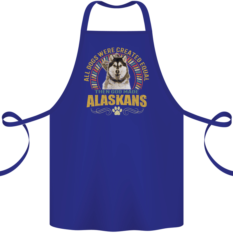 An Alaskan Dog Cotton Apron 100% Organic Royal Blue