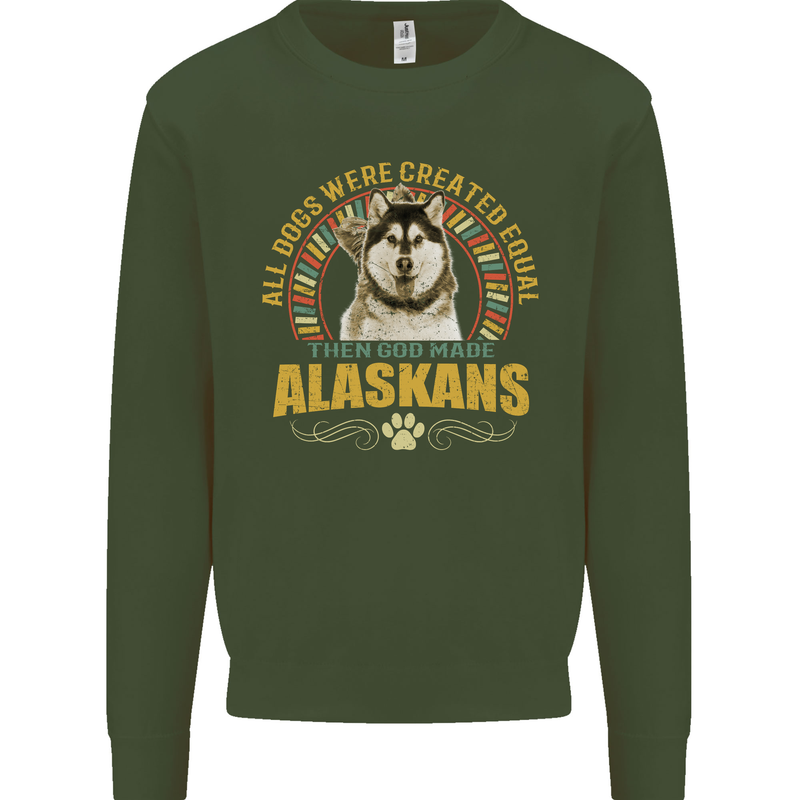 An Alaskan Dog Mens Sweatshirt Jumper Forest Green