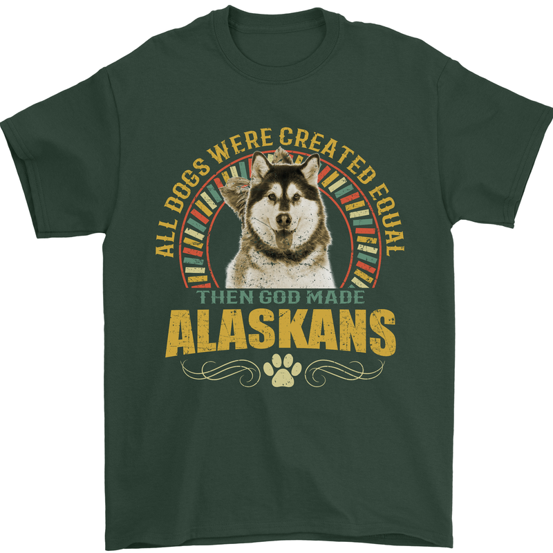 An Alaskan Dog Mens T-Shirt 100% Cotton Forest Green