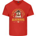 An Alaskan Dog Mens V-Neck Cotton T-Shirt Red