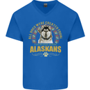 An Alaskan Dog Mens V-Neck Cotton T-Shirt Royal Blue