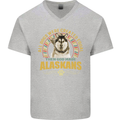 An Alaskan Dog Mens V-Neck Cotton T-Shirt Sports Grey