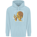 An Alien Smoking Weed Childrens Kids Hoodie Light Blue