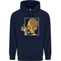 An Alien Smoking Weed Childrens Kids Hoodie Navy Blue