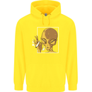 An Alien Smoking Weed Childrens Kids Hoodie Yellow