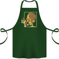 An Alien Smoking Weed Cotton Apron 100% Organic Forest Green