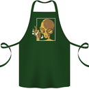 An Alien Smoking Weed Cotton Apron 100% Organic Forest Green
