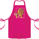 An Alien Smoking Weed Cotton Apron 100% Organic Pink