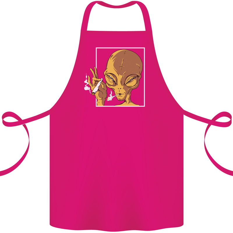 An Alien Smoking Weed Cotton Apron 100% Organic Pink