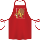 An Alien Smoking Weed Cotton Apron 100% Organic Red