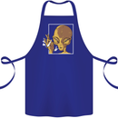An Alien Smoking Weed Cotton Apron 100% Organic Royal Blue