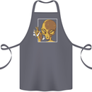 An Alien Smoking Weed Cotton Apron 100% Organic Steel