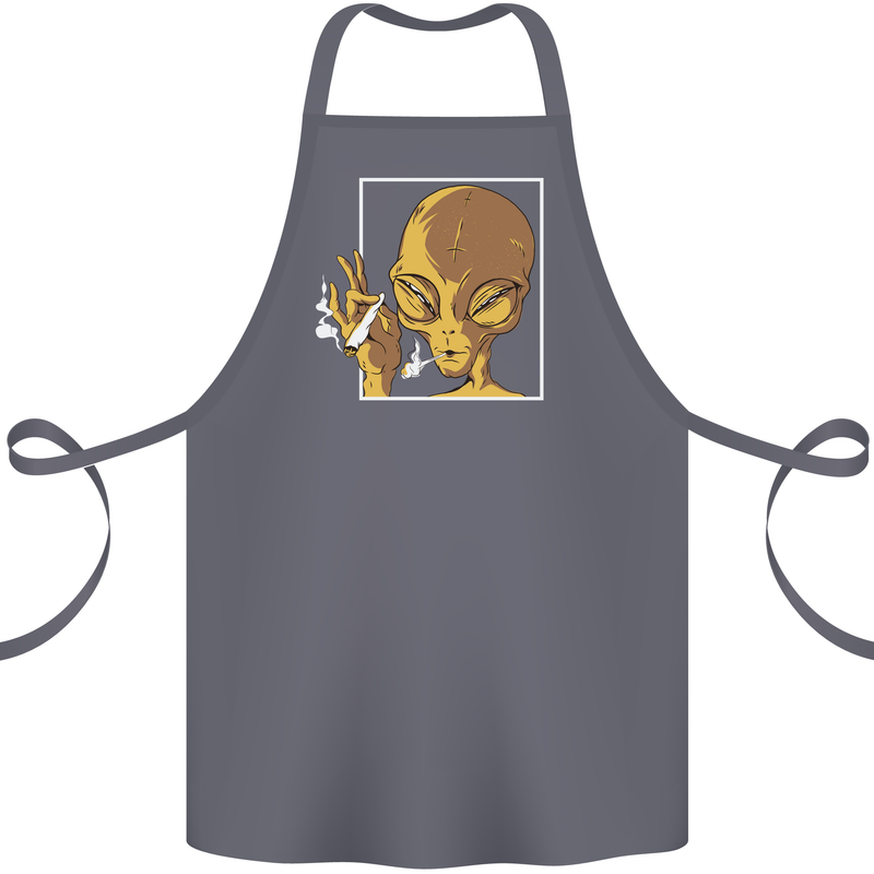 An Alien Smoking Weed Cotton Apron 100% Organic Steel