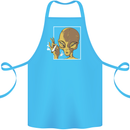 An Alien Smoking Weed Cotton Apron 100% Organic Turquoise