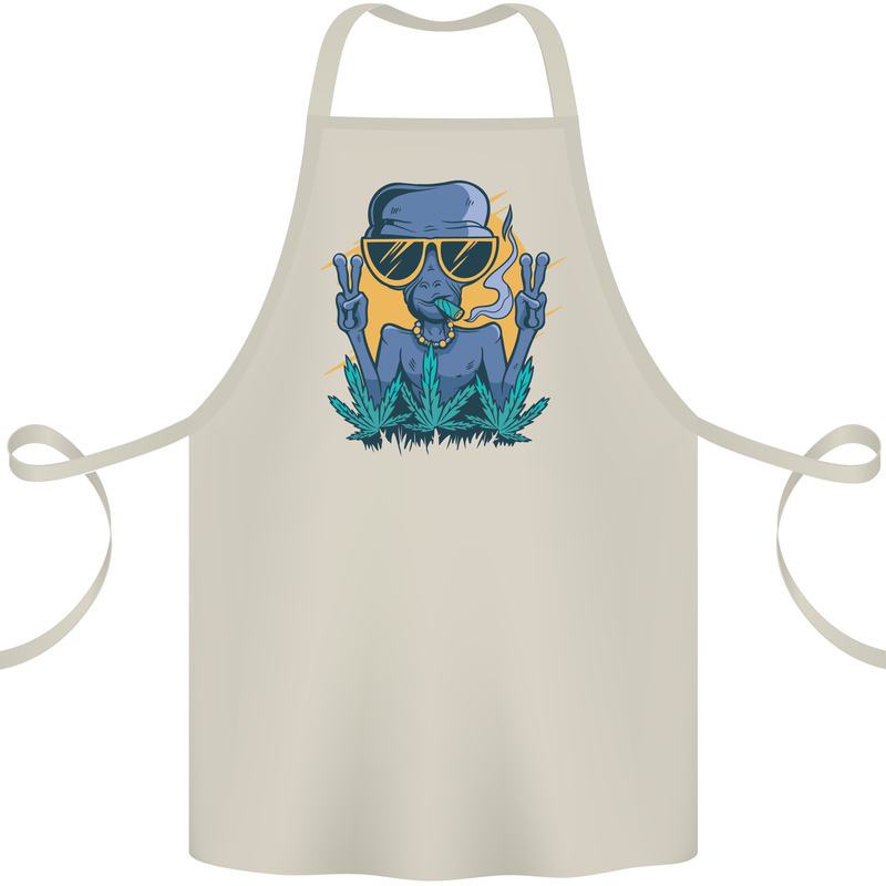 An Alien Smoking Weed Funny Drug Culture Cotton Apron 100% Organic Natural