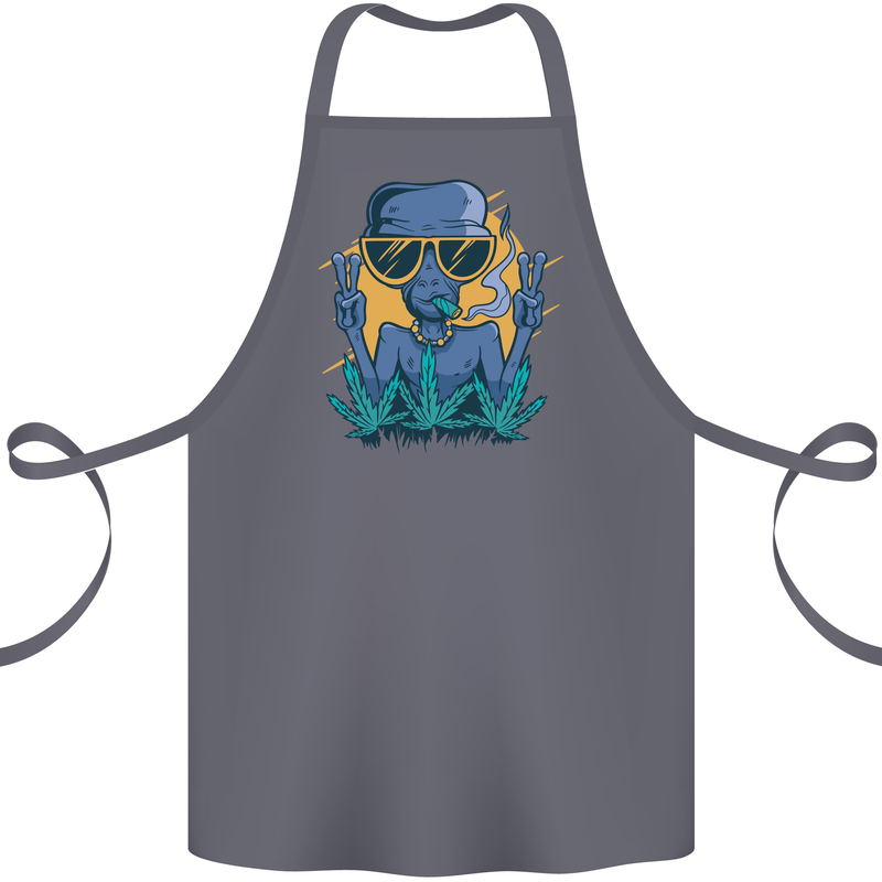 An Alien Smoking Weed Funny Drug Culture Cotton Apron 100% Organic Steel