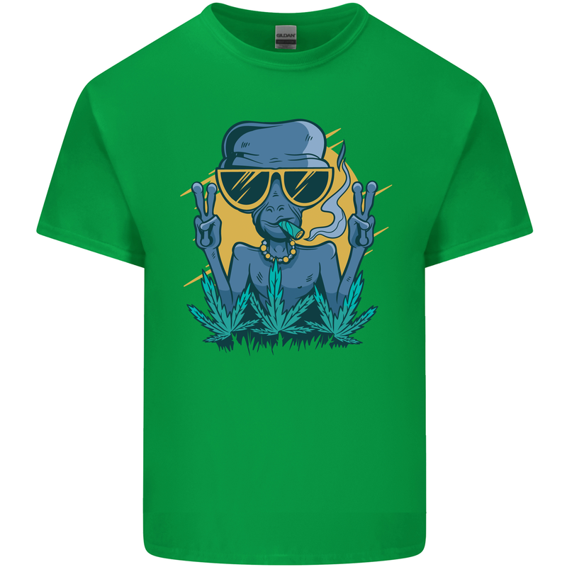 An Alien Smoking Weed Funny Drug Culture Kids T-Shirt Childrens Irish Green