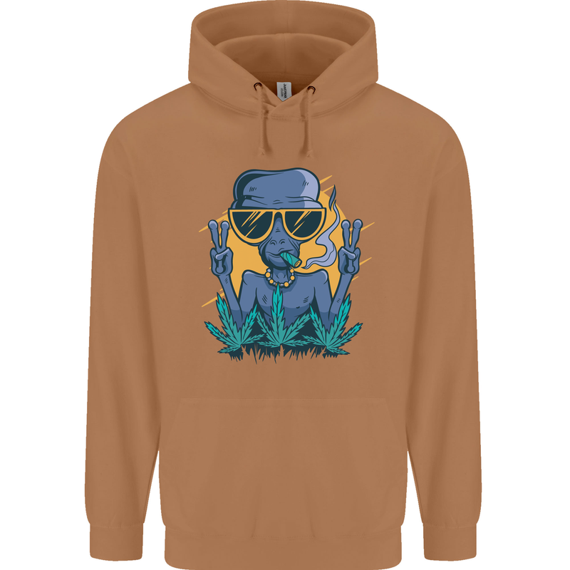 An Alien Smoking Weed Funny Drug Culture Mens 80% Cotton Hoodie Caramel Latte