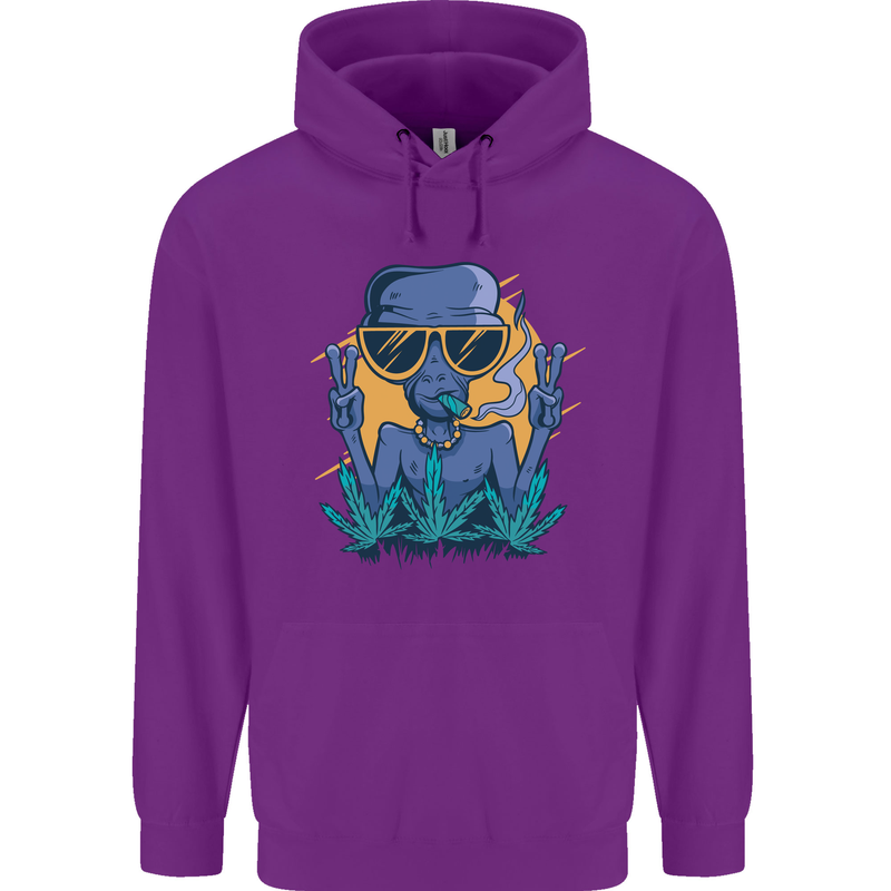 An Alien Smoking Weed Funny Drug Culture Mens 80% Cotton Hoodie Purple