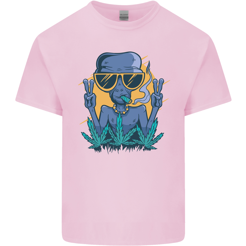An Alien Smoking Weed Funny Drug Culture Mens Cotton T-Shirt Tee Top Light Pink