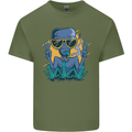 An Alien Smoking Weed Funny Drug Culture Mens Cotton T-Shirt Tee Top Military Green