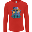 An Alien Smoking Weed Funny Drug Culture Mens Long Sleeve T-Shirt Red