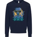 An Alien Smoking Weed Funny Drug Culture Mens Sweatshirt Jumper Navy Blue