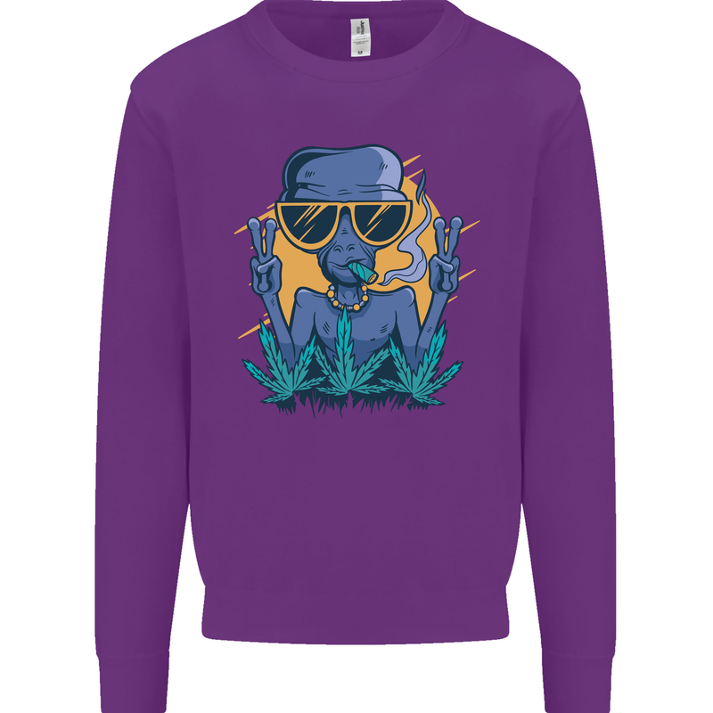 An Alien Smoking Weed Funny Drug Culture Mens Sweatshirt Jumper Purple