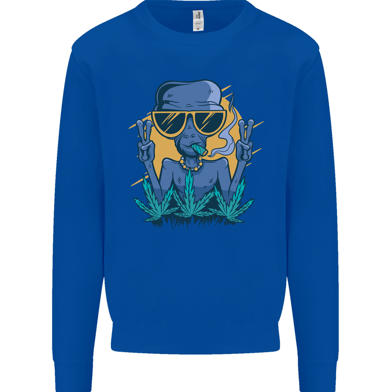 An Alien Smoking Weed Funny Drug Culture Mens Sweatshirt Jumper Royal Blue