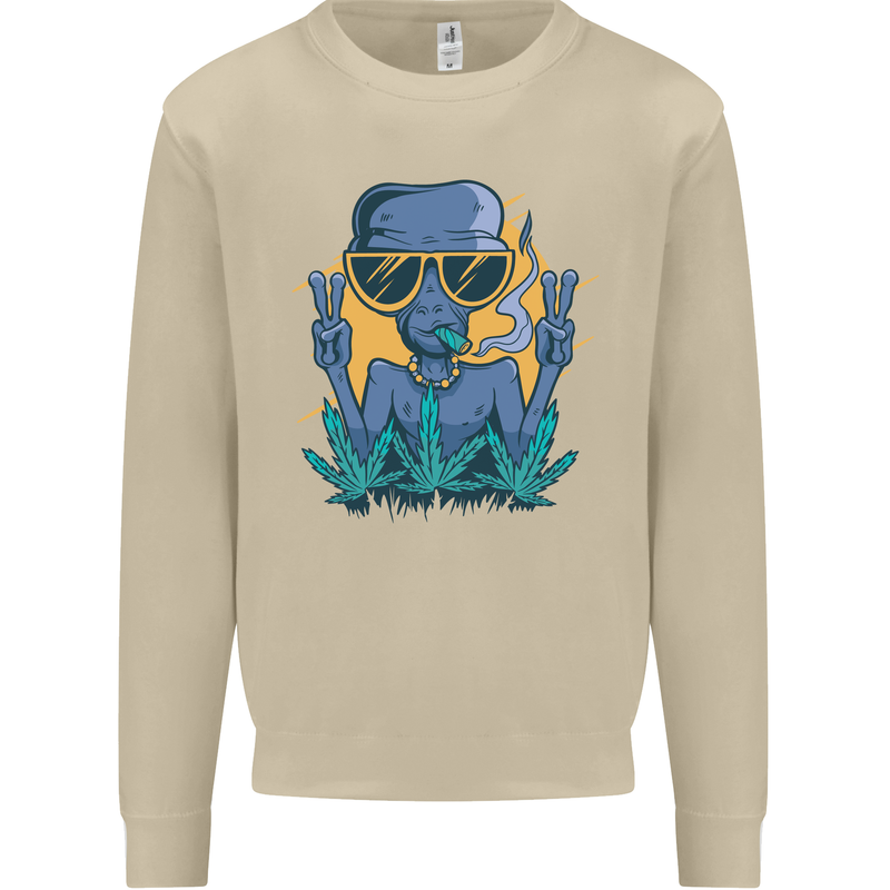 An Alien Smoking Weed Funny Drug Culture Mens Sweatshirt Jumper Sand