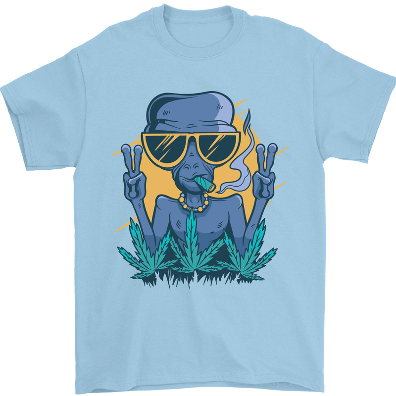 An Alien Smoking Weed Funny Drug Culture Mens T-Shirt Cotton Gildan Light Blue
