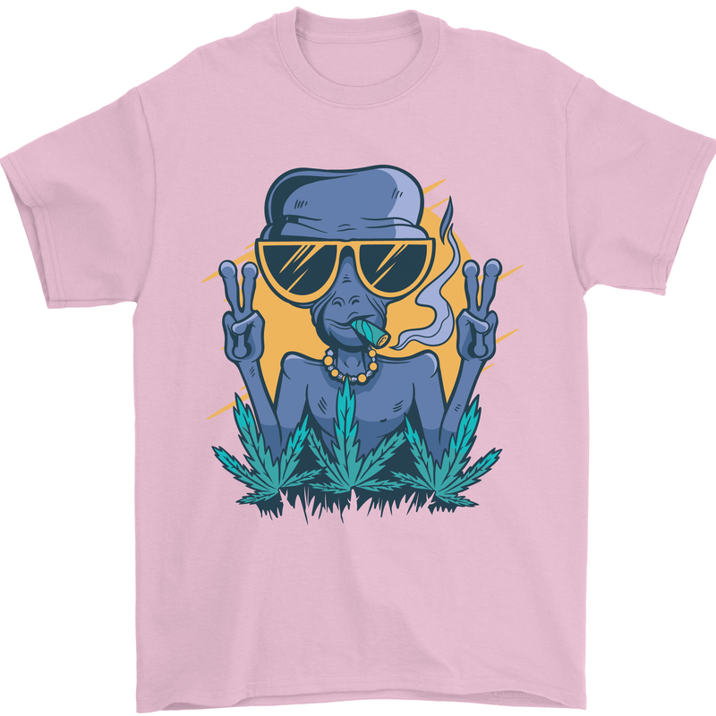 An Alien Smoking Weed Funny Drug Culture Mens T-Shirt Cotton Gildan Light Pink