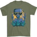 An Alien Smoking Weed Funny Drug Culture Mens T-Shirt Cotton Gildan Military Green