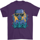 An Alien Smoking Weed Funny Drug Culture Mens T-Shirt Cotton Gildan Purple