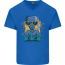An Alien Smoking Weed Funny Drug Culture Mens V-Neck Cotton T-Shirt Royal Blue
