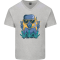 An Alien Smoking Weed Funny Drug Culture Mens V-Neck Cotton T-Shirt Sports Grey