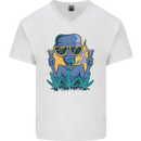 An Alien Smoking Weed Funny Drug Culture Mens V-Neck Cotton T-Shirt White