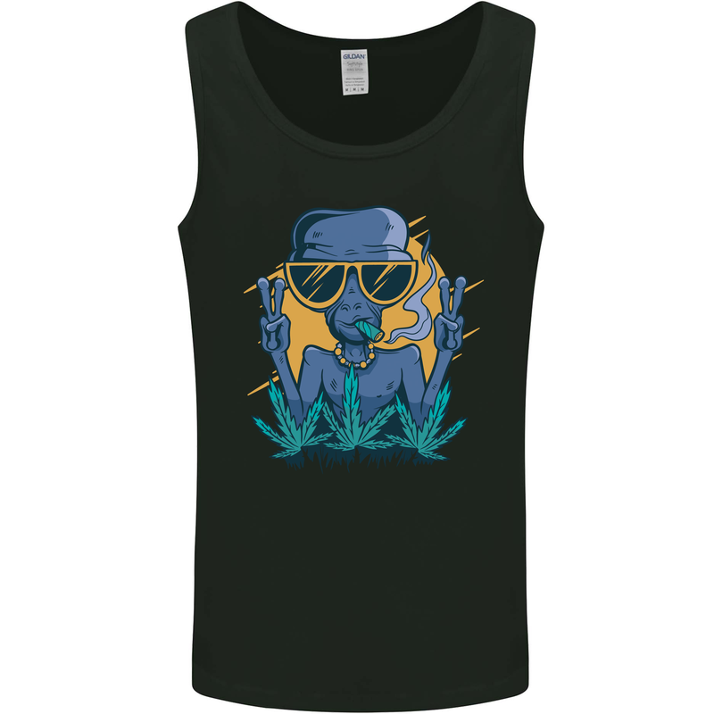 An Alien Smoking Weed Funny Drug Culture Mens Vest Tank Top Black