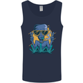 An Alien Smoking Weed Funny Drug Culture Mens Vest Tank Top Navy Blue