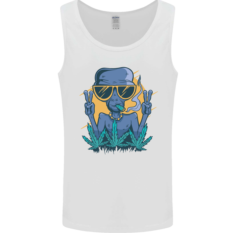 An Alien Smoking Weed Funny Drug Culture Mens Vest Tank Top White