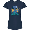 An Alien Smoking Weed Funny Drug Culture Womens Petite Cut T-Shirt Navy Blue