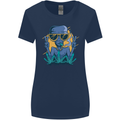 An Alien Smoking Weed Funny Drug Culture Womens Wider Cut T-Shirt Navy Blue