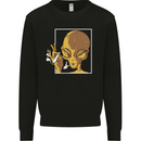 An Alien Smoking Weed Kids Sweatshirt Jumper Black