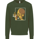 An Alien Smoking Weed Kids Sweatshirt Jumper Forest Green