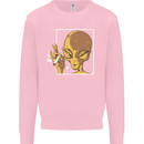 An Alien Smoking Weed Kids Sweatshirt Jumper Light Pink