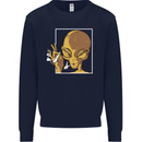 An Alien Smoking Weed Kids Sweatshirt Jumper Navy Blue