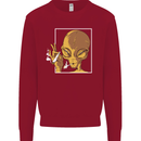 An Alien Smoking Weed Kids Sweatshirt Jumper Red