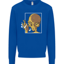 An Alien Smoking Weed Kids Sweatshirt Jumper Royal Blue