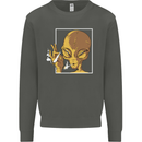 An Alien Smoking Weed Kids Sweatshirt Jumper Storm Grey