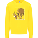 An Alien Smoking Weed Kids Sweatshirt Jumper Yellow